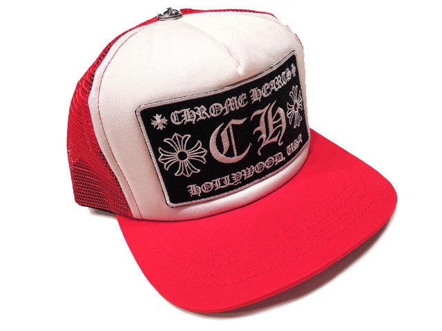 Authentic [Chrome Hearts] Red Mesh / White Front Trucker Cap with